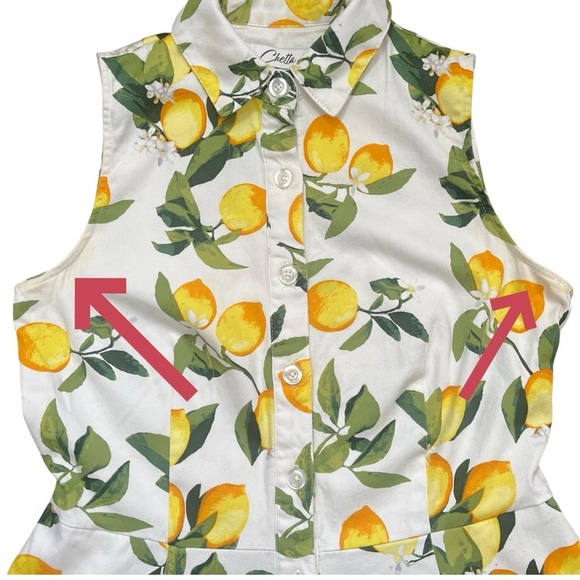 Chetta B 1950s Inspired Lemon Print Button Down Dress sz 6 - Picture 7 of 13